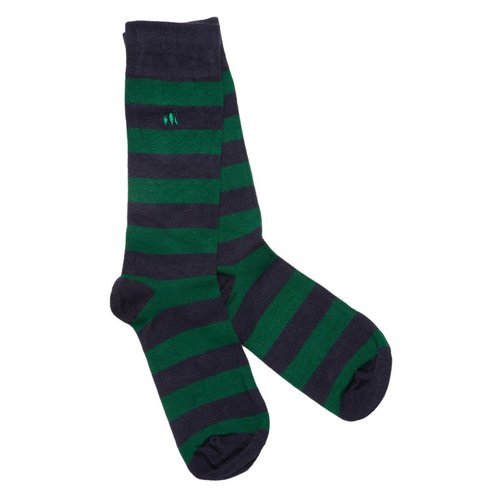 Racing Green Striped Bamboo Socks (Comfort Cuff) - UK 7-11 (US 8-12 / EU 40-47) - Socks