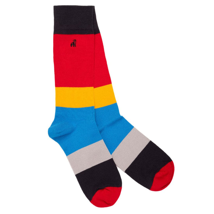 Red Large Stripe Socks - UK 7-11 (US 8-12 / EU 40-47) - Socks