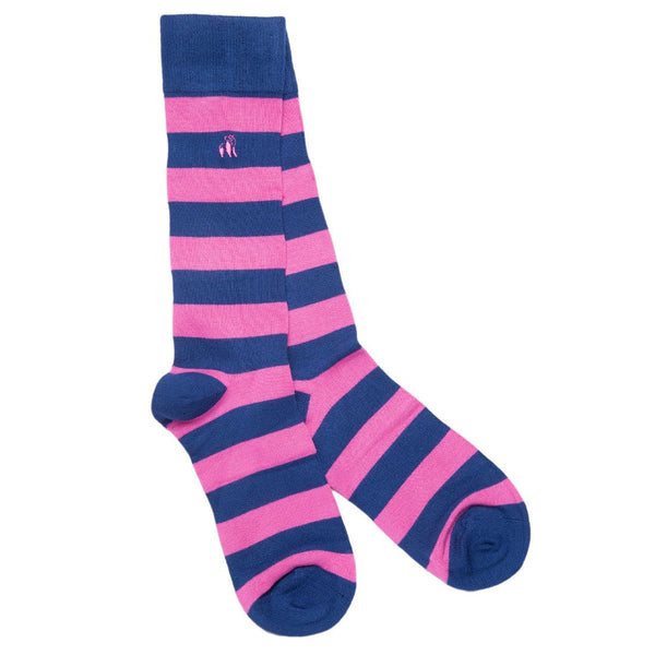 Rich Pink Striped Bamboo Socks - UK 7-11 (US 8-12 / EU 40-47) - Socks