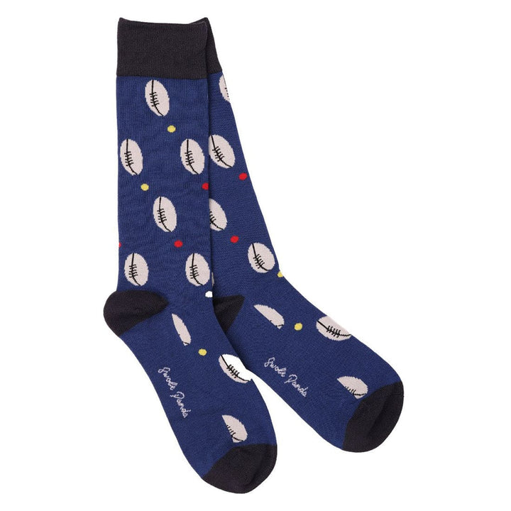 Rugby Ball Bamboo Socks - UK 7-11 (EU 40-47 / US 8-12) - Socks