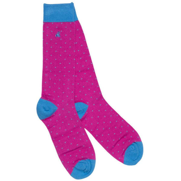 Spotted Blue Bamboo Socks - UK 7-11 (US 8-12 / EU 40-47) - Socks