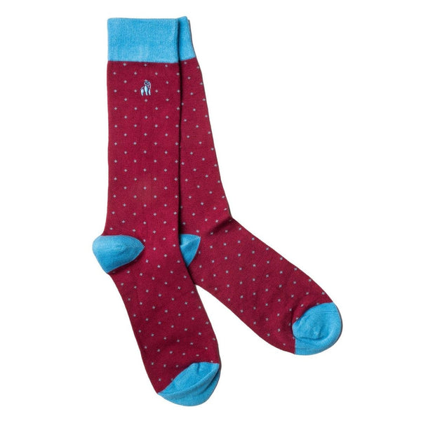 Spotted Burgundy Bamboo Socks - UK 7-11 (US 8-12 / EU 40-47) - Socks