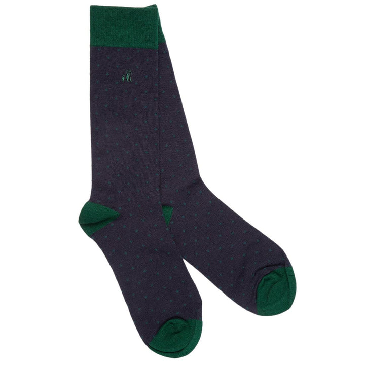 Spotted Navy Bamboo Socks (Comfort Cuff) - UK 4-7 (US 5-7.5 / EU 37-40) - Socks