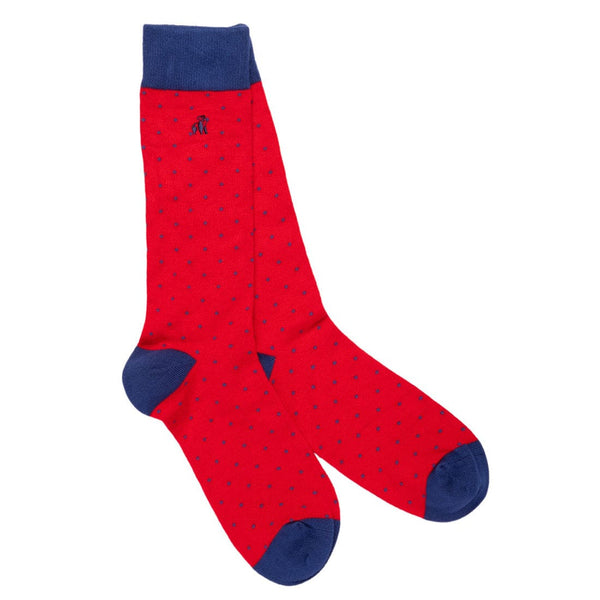 Spotted Red Bamboo Socks (Comfort Cuff) - UK 7-11 (US 8-12 / EU 40-47) - Socks