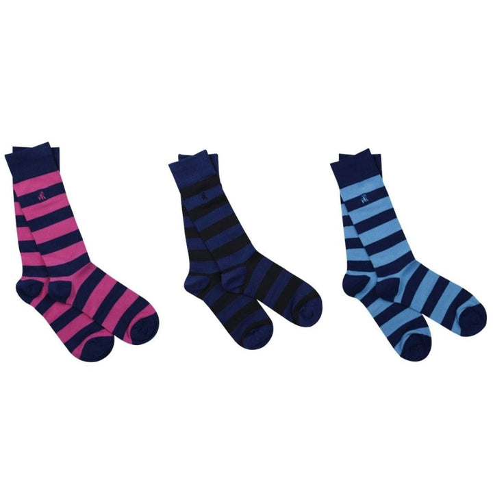 Stripey Sock Box - 3 Pairs Of Bamboo Socks (His)