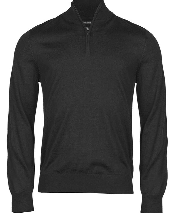 Tee Jays Men’s Half Zip Knit Sweater - Black / Small - Knitwear