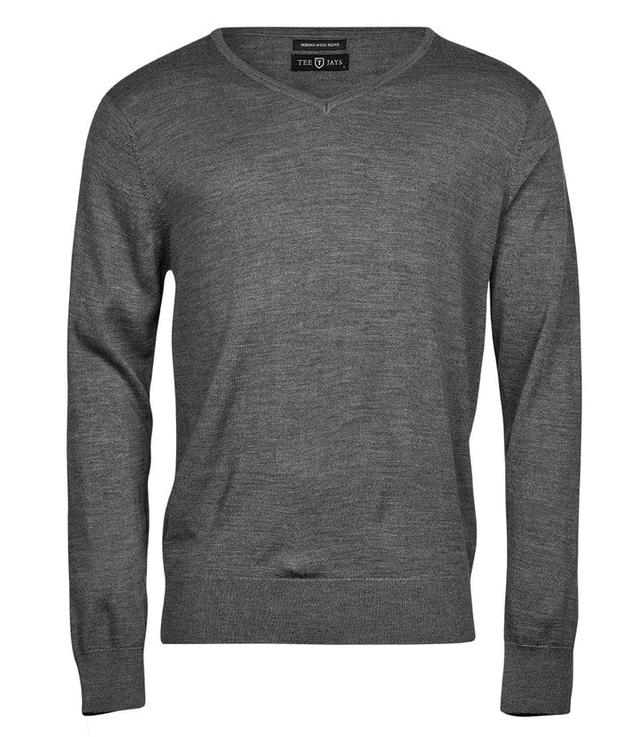 Tee Jays Men’s Merino Blend V Neck Sweater - Gray / Small - Knitwear