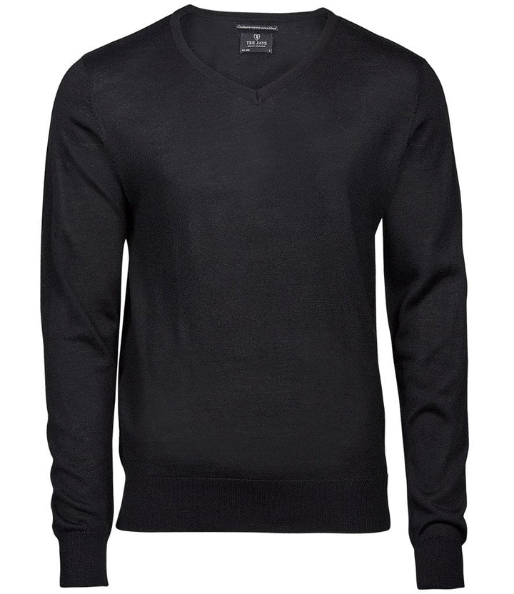 Tee Jays Men’s Merino Blend V Neck Sweater - Black / Small - Knitwear