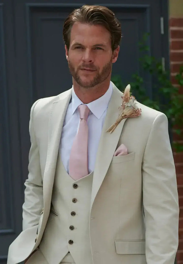 Torre Florence Beige Light Weight 3 Piece Suit - Suits