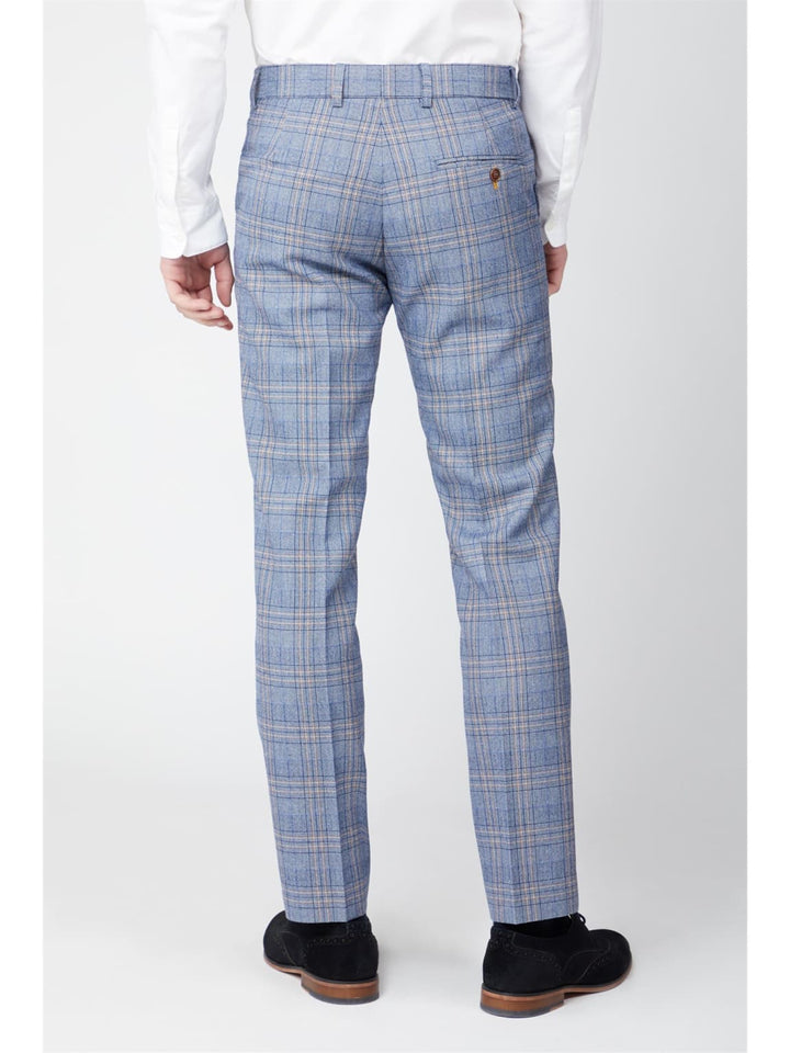 Antique Rogue Brando Light Blue Tweed Check 3 Piece Suit - Suit & Tailoring