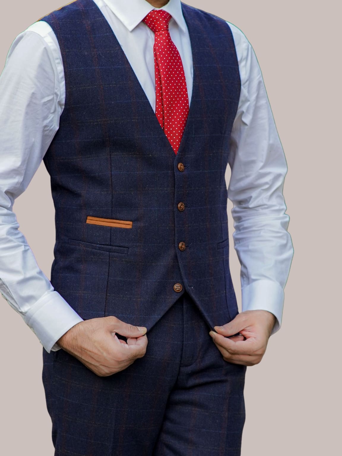 Barucci Barucci Bruno Men s Vintage Navy Tweed Waistcoat MENSWEARR