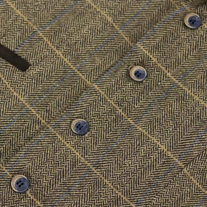 Cavani Albert Mens Brown Tweed Style Waistcoat - Suit & Tailoring