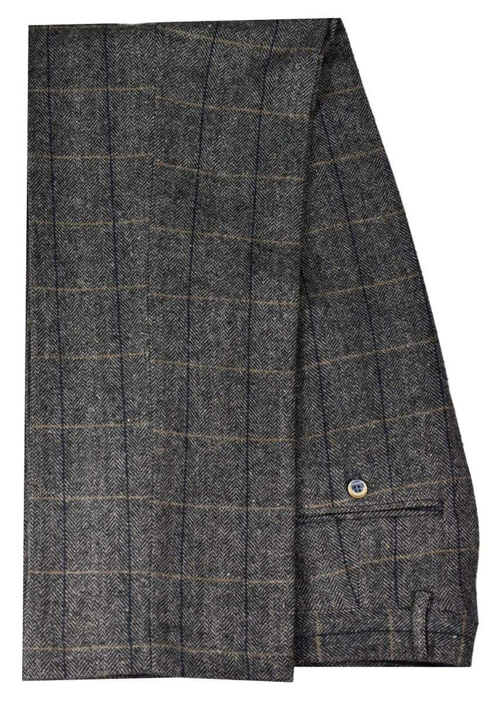 Cavani Albert Mens Grey Tweed Check Trousers - 30 - Suit & Tailoring