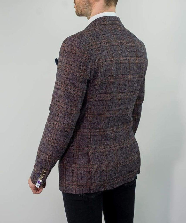 Cavani Brendan Wine Slim Fit Check Jacket - Suit & Tailoring