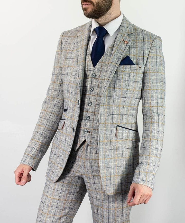 Cavani Cody Mens 3 Piece Ice Check Slim Fit Suit - menswearr.com