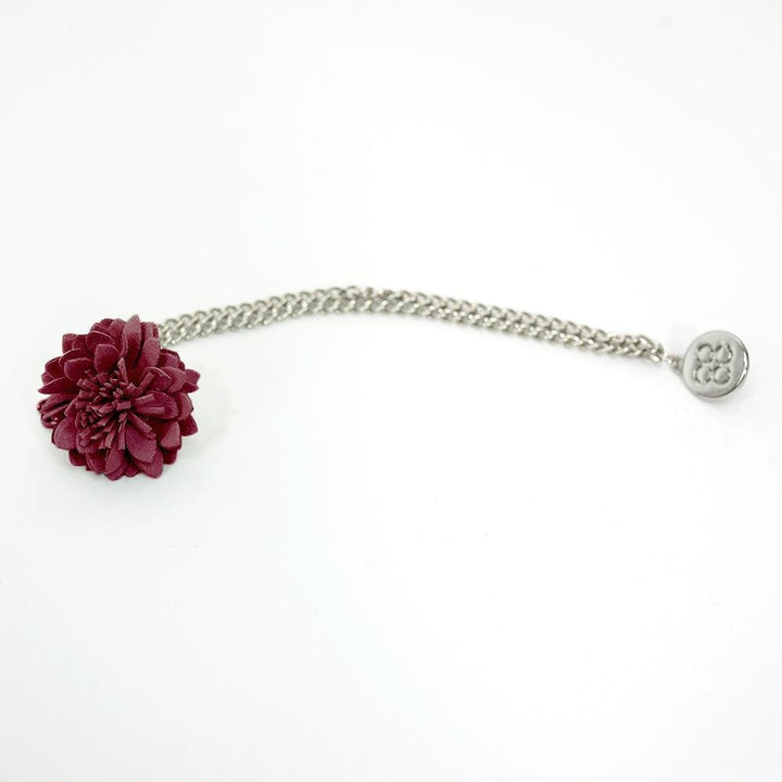 Cavani Flower Chain Pin Burgundy - Accessories