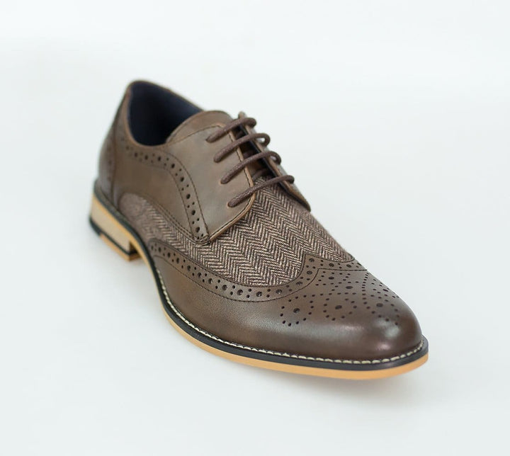 Cavani Horatio Brown Tweed Brogue Shoes - UK7 | EU41 - Shoes
