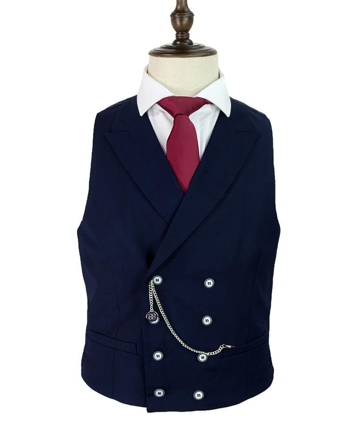 Cavani Lennox Navy Tweed Waistcoat - 36 - Suit & Tailoring