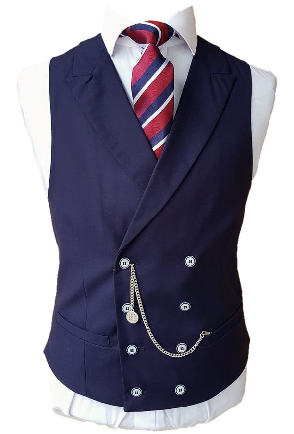 Cavani Lennox Navy Tweed Waistcoat - Suit & Tailoring