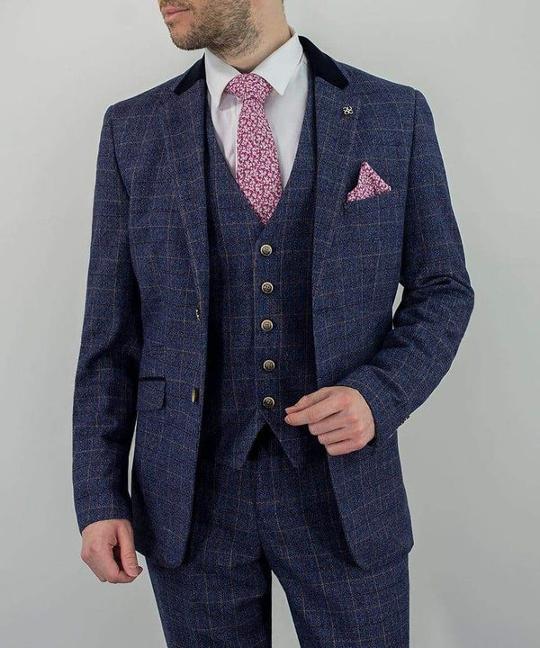 Cavani Albert Mens Grey Tweed Three Piece Suit - Suit & Tailoring