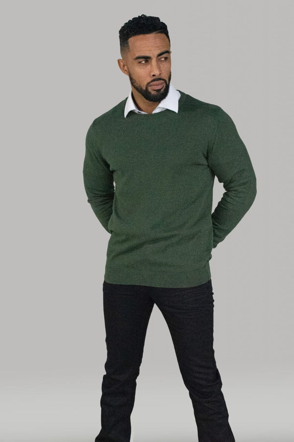 Cavani Men’s Olive Crewneck Knit - S - Shirts