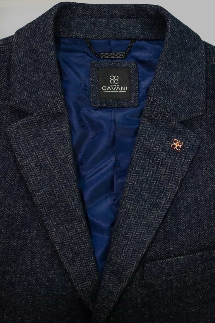 Men’s Azure Blue Crombie Style Luxury Overcoat Cavani Roman - Coats