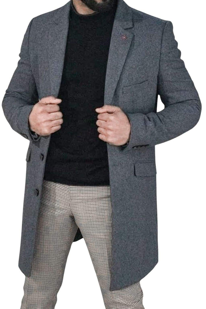 Men’s Crombie Style Grey Luxury Overcoat Cavani Roman - Coats