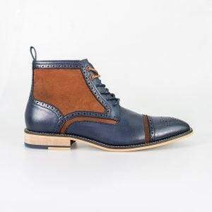 Cavani Modena Navy/Cognac Mens Leather Boots - Boots