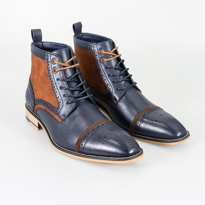 Cavani Modena Navy/Cognac Mens Leather Boots - UK7 | EU41 - Boots