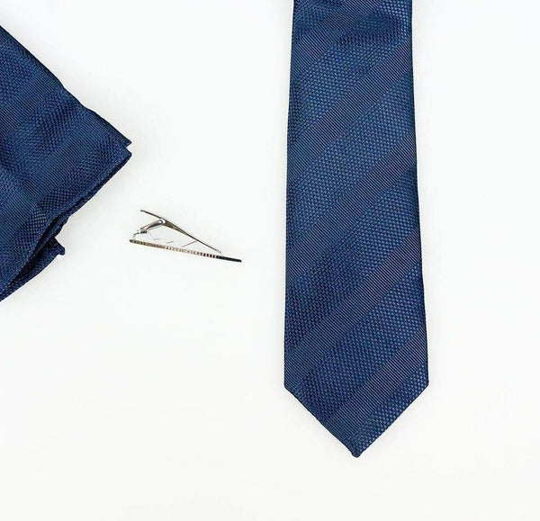 Navy Stripe Tie Set - Accessories