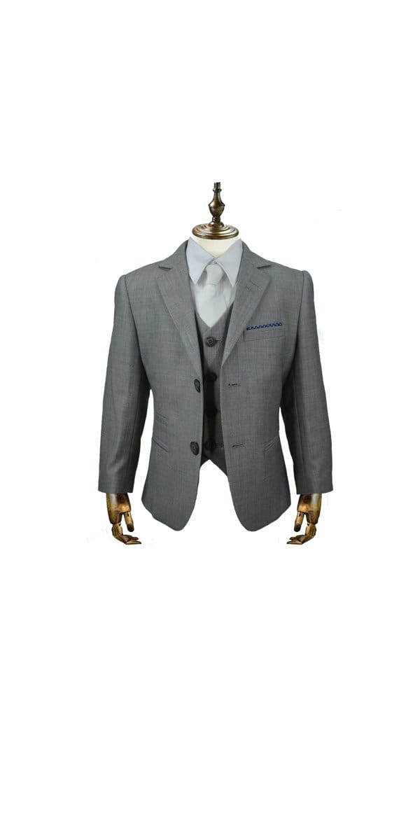 Cavani Reegan Boys Three Piece Grey Slim Fit Suit - 1 YEAR - Suit & Tailoring