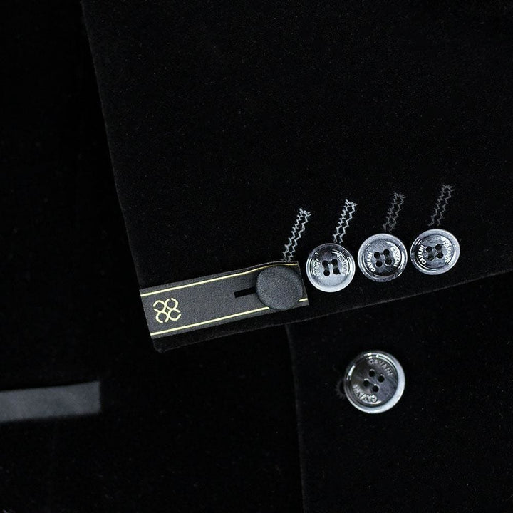 Rosa Black Sim Fit Velvet Style Jacket - Suit & Tailoring