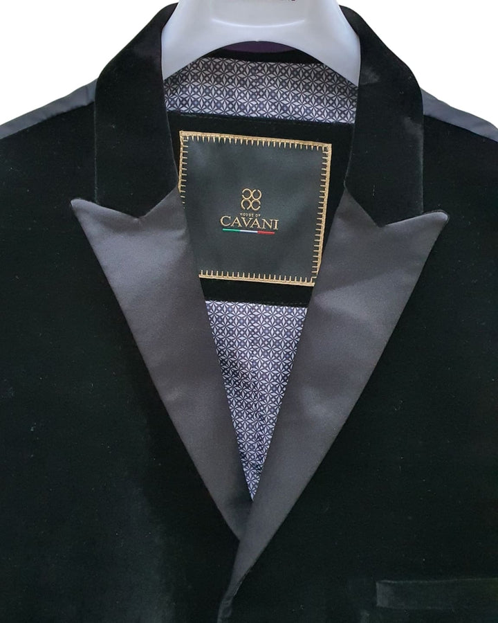 Cavani Rosa Black Velvet Tuxedo Lapel Waistcoat - Suit & Tailoring