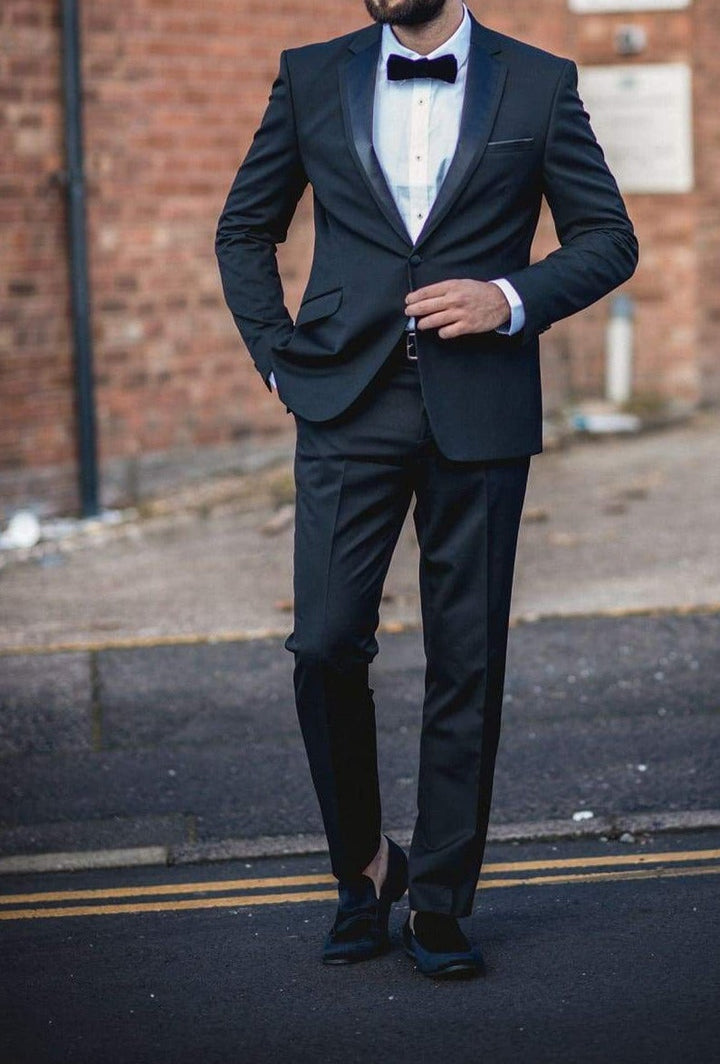 Cavani Tuxedo Black 2 Piece Slim Fit Tweed Suit - 36R / 30R - Suit & Tailoring