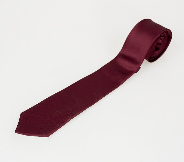 Wine Plain Satin Tie Set - Accessories