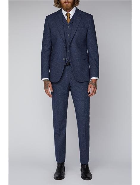 Gibson Blue Tweed Slim Fit Trousers - Suit & Tailoring