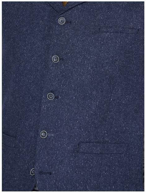 Gibson Blue Tweed Slim Fit Waistcoat - Suit & Tailoring