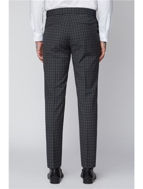 Gibson Grey Mini Check Slim Fit Suit Trousers - Suit & Tailoring