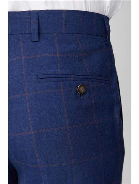 Gibson Navy & Burgundy Check Trousers - Suit & Tailoring
