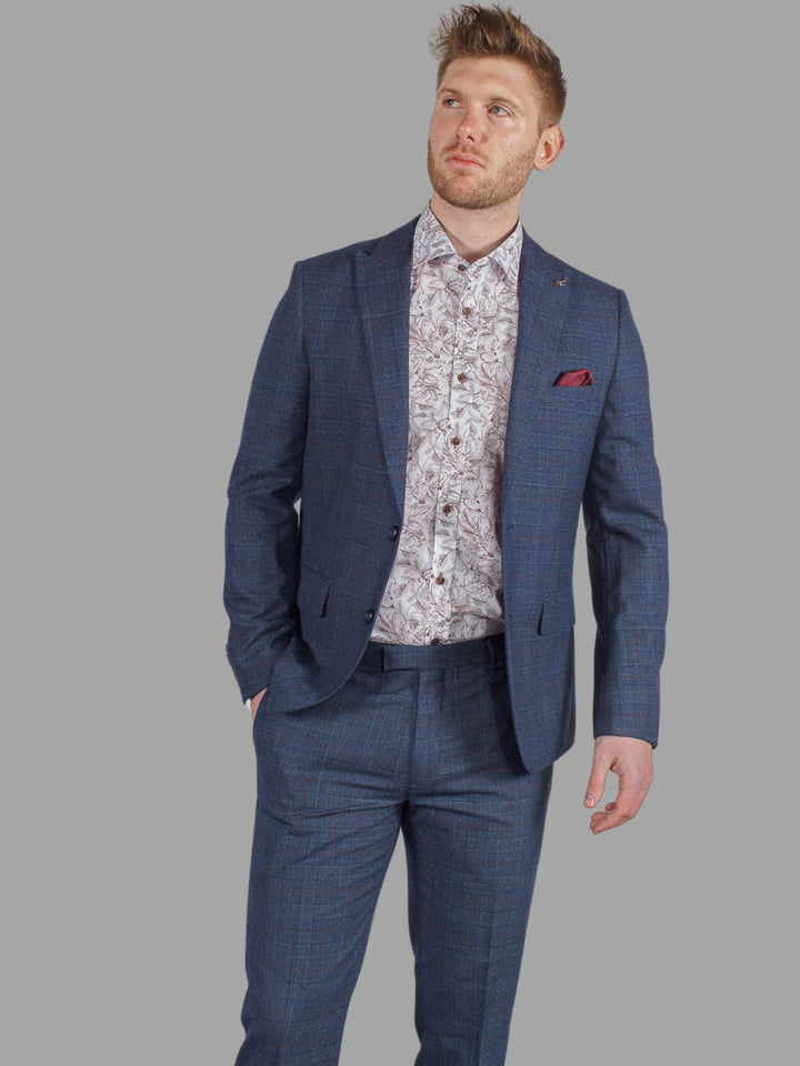 Harry Brown Finley Check Navy Blazer - Suit & Tailoring