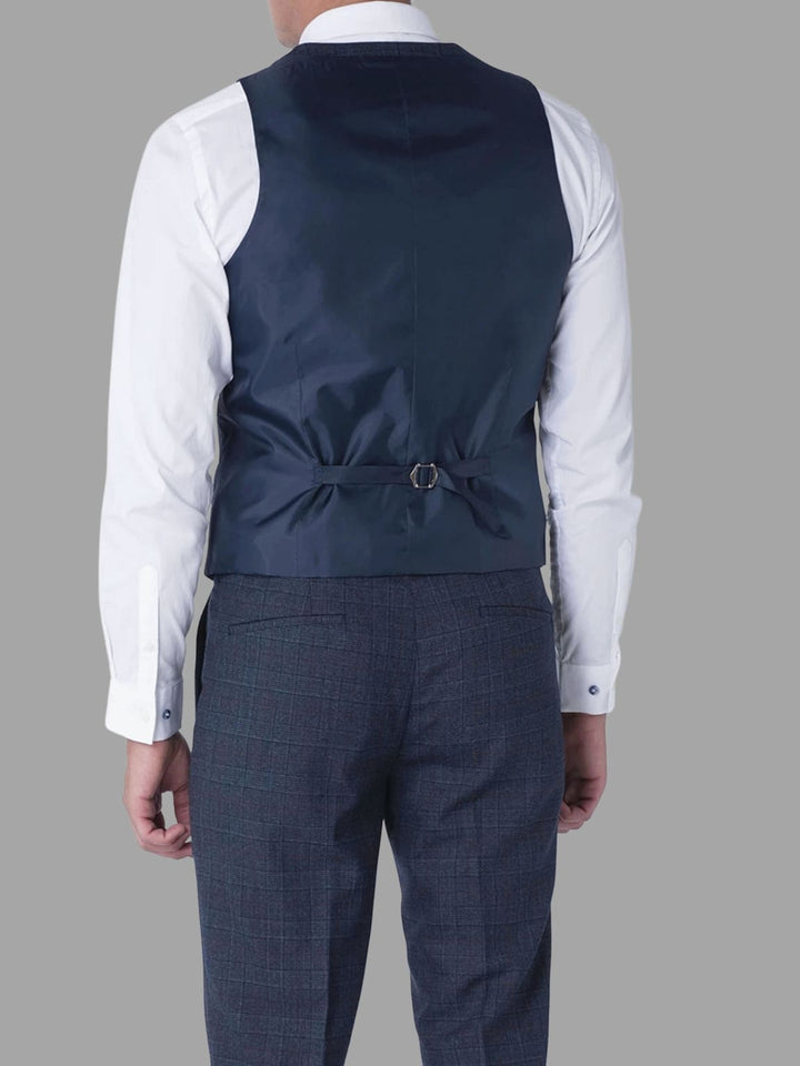 Harry Brown Finley Check Navy Trousers - Suit & Tailoring