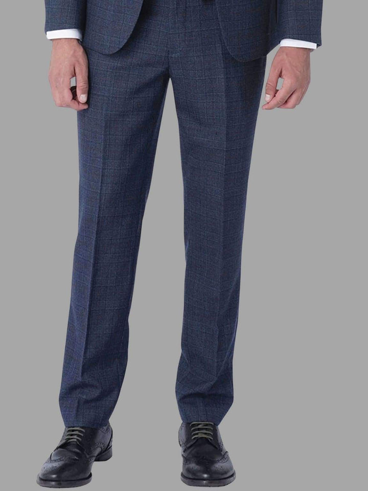 Harry Brown Finley Check Navy 3 Piece Suit - Suit & Tailoring