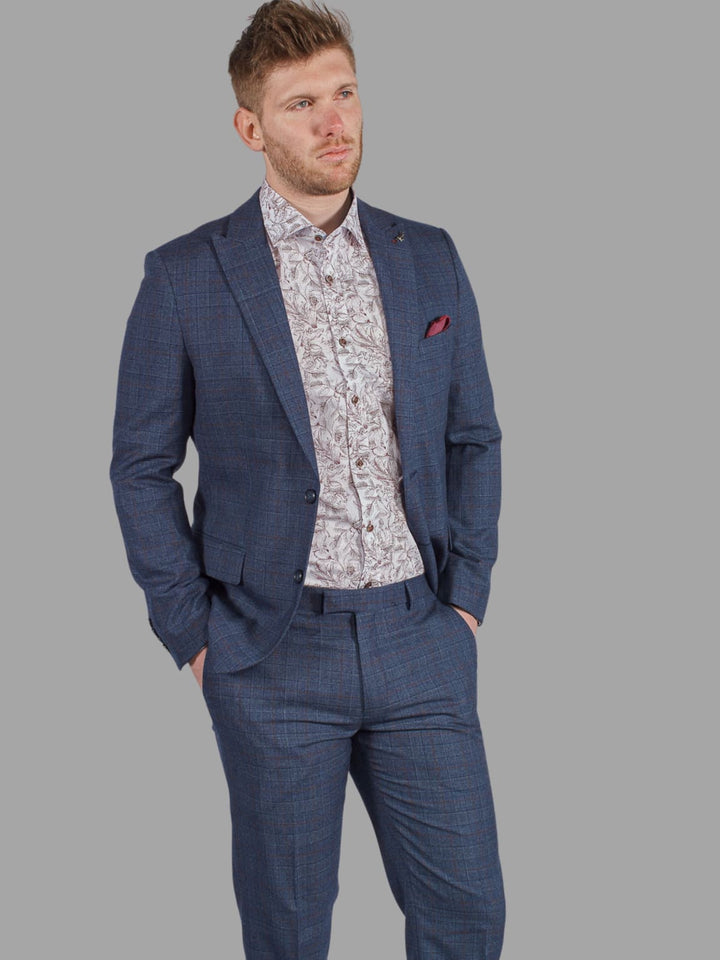 Harry Brown Finley Check Navy Blazer - 36R - Suit & Tailoring