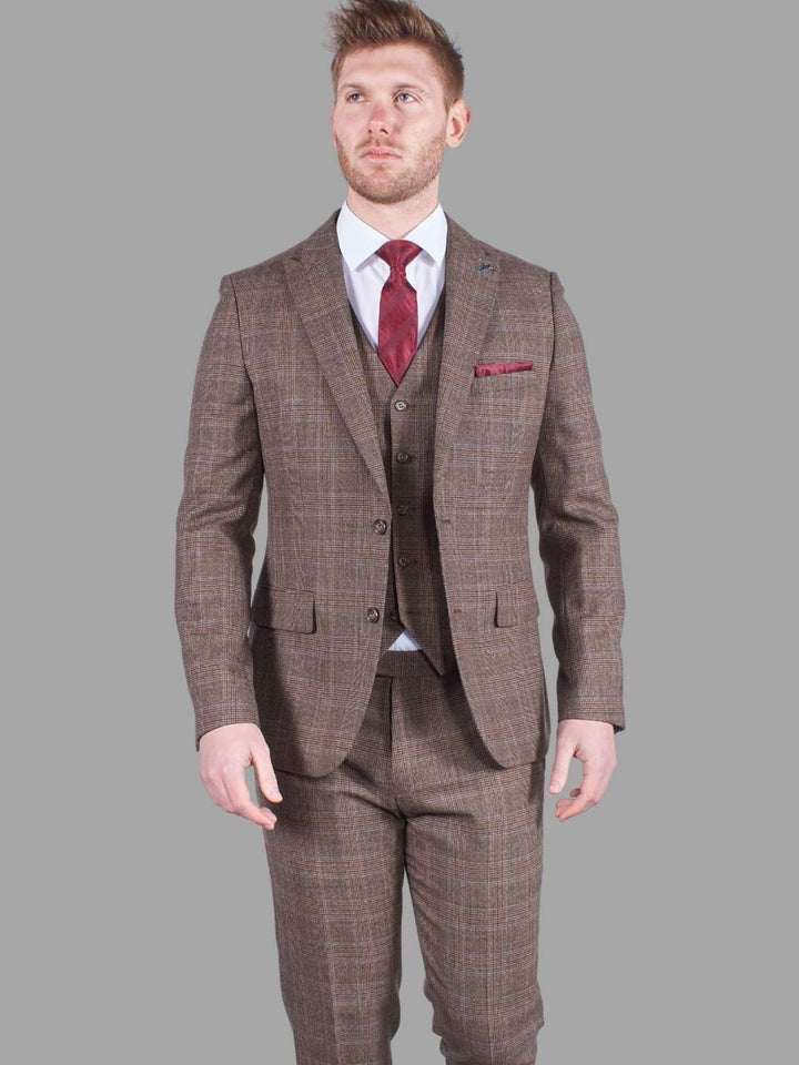 Harry Brown Tyler 3 Piece Brown Check Mix & Match Suit - Suit & Tailoring