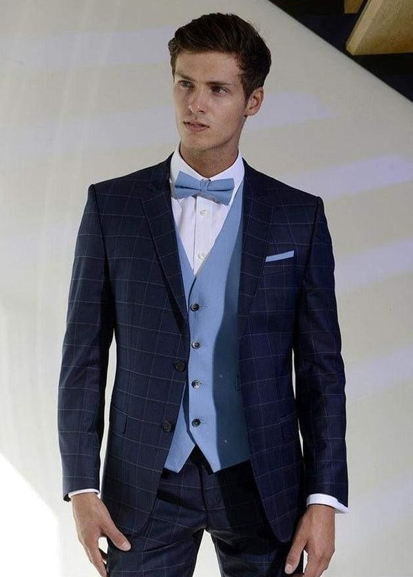 Heirloom Panama Mens Sky Single Breasted Luxury 100% Wool Tweed Waistcoat - 34R - WAISTCOATS