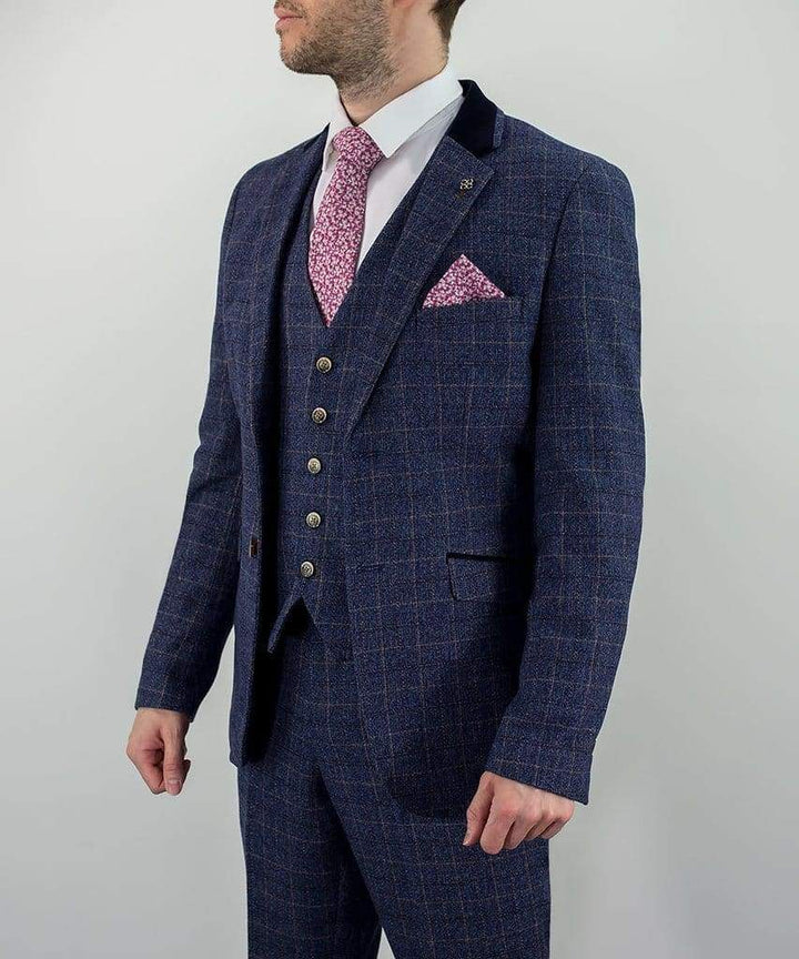 Cavani Albert Mens Grey Tweed Three Piece Suit - Suit & Tailoring