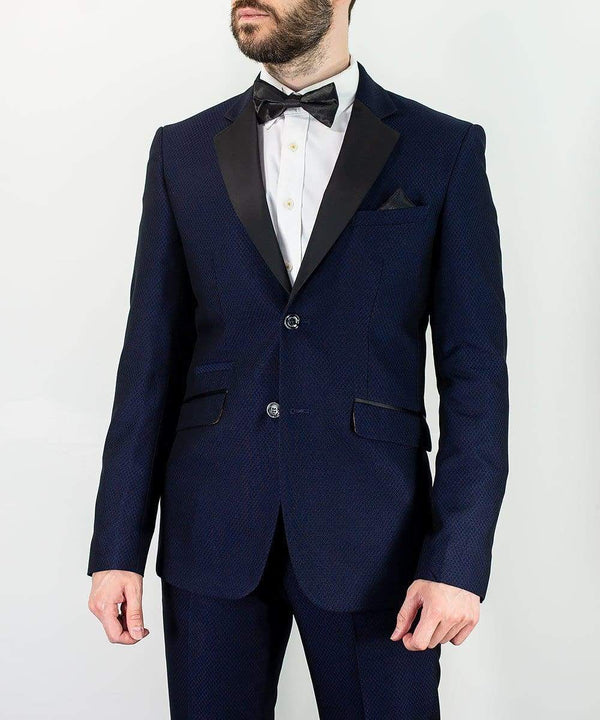 Cavani Myers Mens Navy Blue Tuxedo Dinner Notch Collar Suit - 36R / 30R - Suit & Tailoring