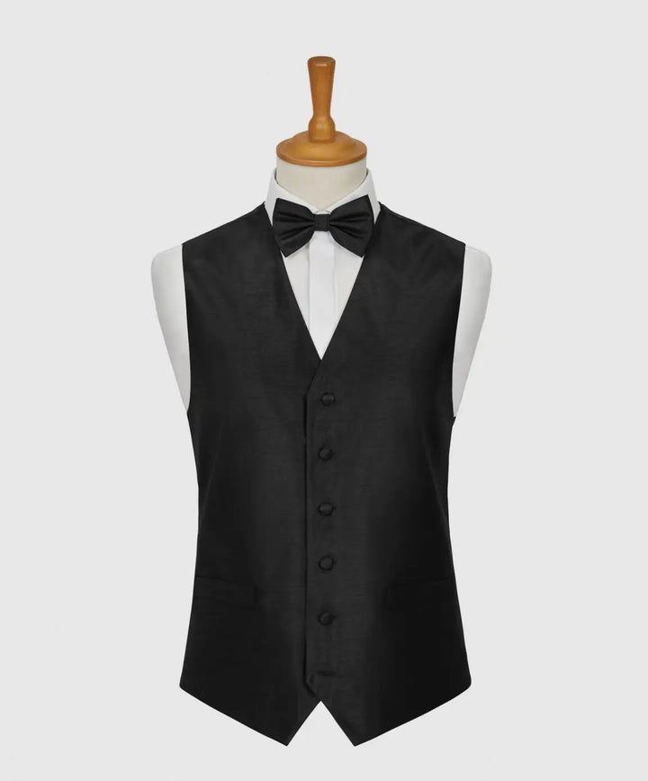 L A Smith Black Shantung Waistcoat - Suit & Tailoring