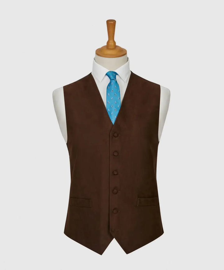 L A Smith Brown Suede Look Waistcoat - Suit & Tailoring