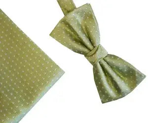L A Smith Green Spot Silk Bow Tie And Hank Set - Accessories